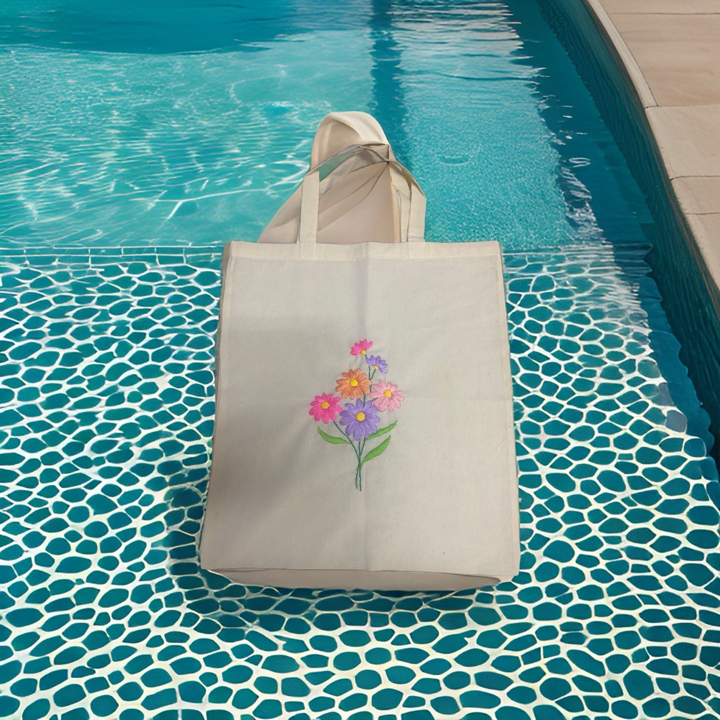 Blossom Embroidered Canvas Tote Bag